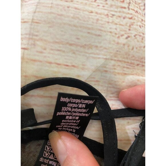 Victoria Secret Women's Black Chiffon Ruffle Slip Dress W/Attached Slip - XL - Picture 11 of 12